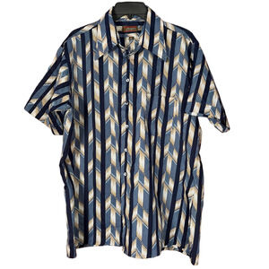 Arrow Vintage XL Geometric Striped Short Sleeve Button Up Shirt Retro